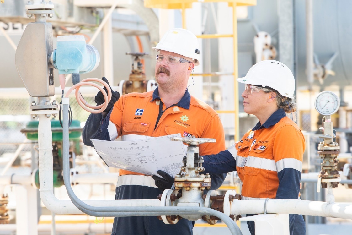 Programmed employees reviewing equipment at the Yara Pilbara facility
