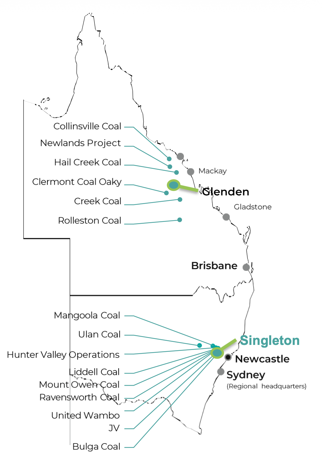Glencore Coal operations map