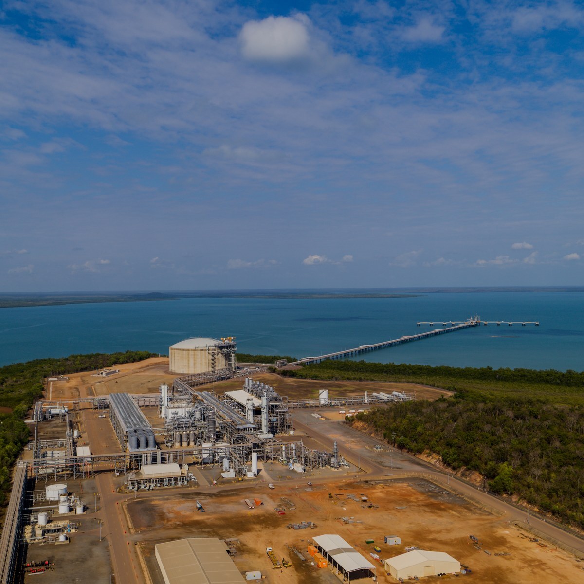 Aerial view of Darwin LNG and the Northern Territory coastline